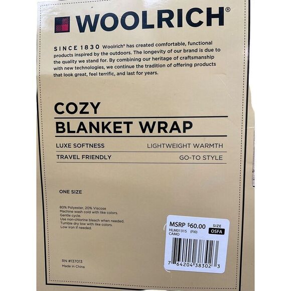 Woolrich Wrap Camping‎ Blanket Multi-color Montauk Plaid Luxe Softness One Size - Picture 6 of 9